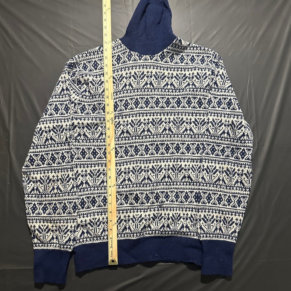 Vintage Titan Fair Isle Nordic Snowflake Turtleneck Sweater Navy Blue Size XL